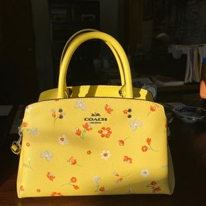Coach mini satchel leather yellow mini floral purse